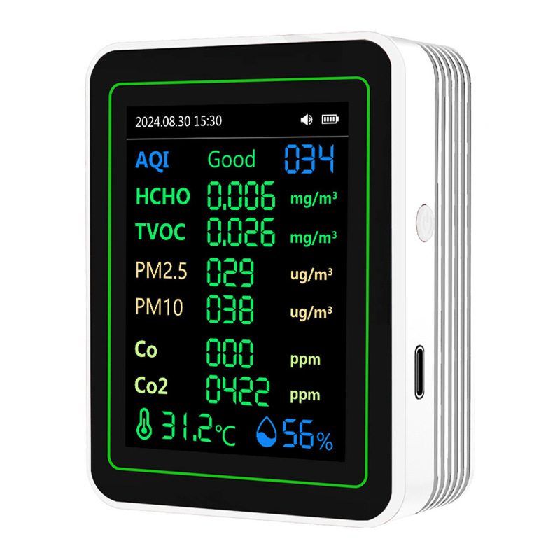 クロスボーダー新型空気検出器鏡面スクリーン温湿度PM2.5 CO二酸化炭素ホルムアルデヒド検出器|undefined