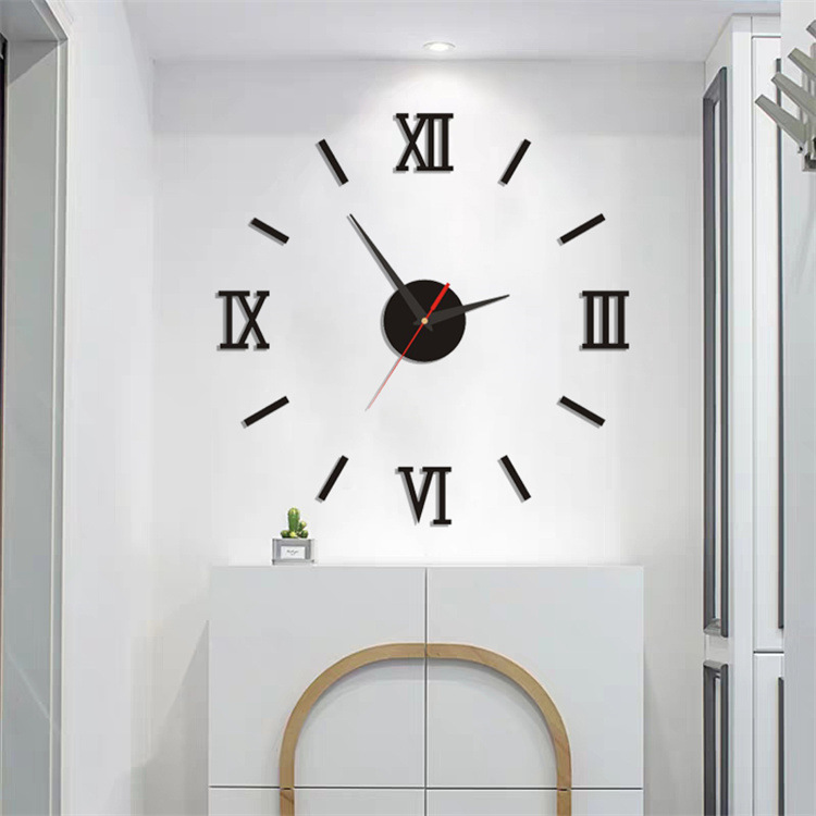 Amazon transfronterizo simple sala de estar reloj de arte DIY mudo Reloj de pared 3D tridimensional ponche-libre decorativo etiqueta de la pared reloj