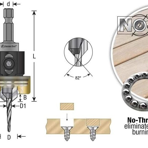 Broca para trabajar la madera Profundidad ajustable Broca avellanada Avellanado con profundidad ajustable