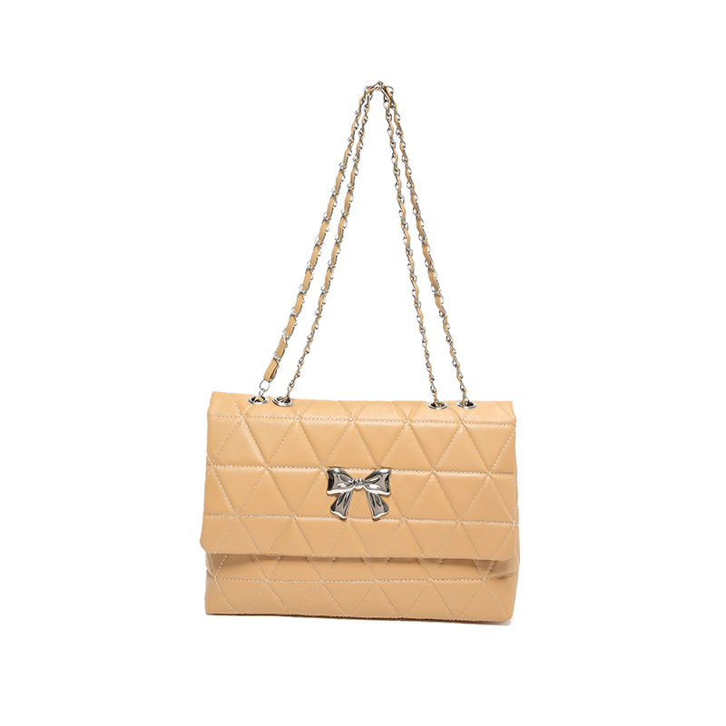 Bolso de cadena de diamantes bolso de mensajero femenino 2024 nuevo estilo de verano de gran capacidad color sólido estilo occidental pequeño bolso cuadrado de un solo hombro