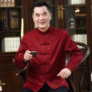 Middle-aged and elderly Tang suit men's spring and autumn coat Chinese style jacket old man's birthday birthday father's wedding dress suit
