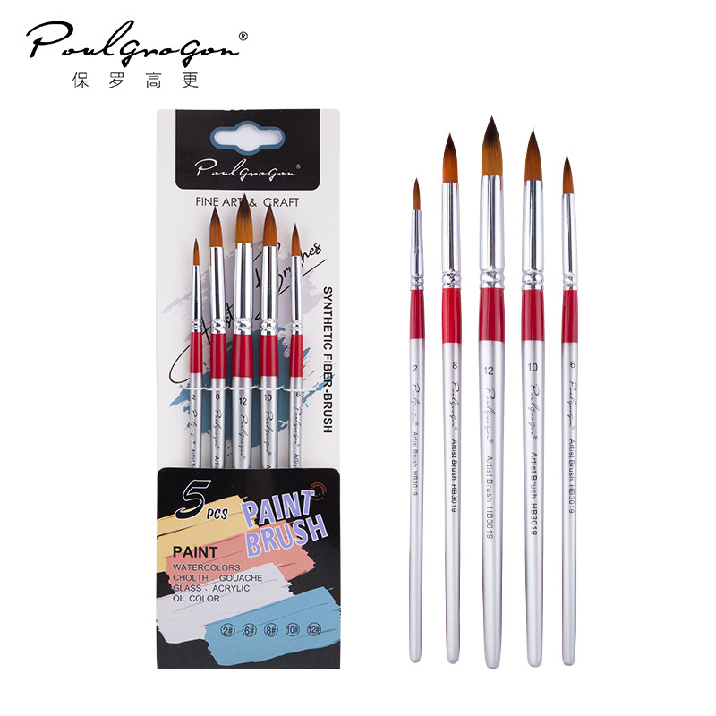 Transfronterizo 6 conjuntos de pinceles de madera de nylon pinturas de arte pinturas de tinta de agua mezcladas pinceles de aceite de acrílico