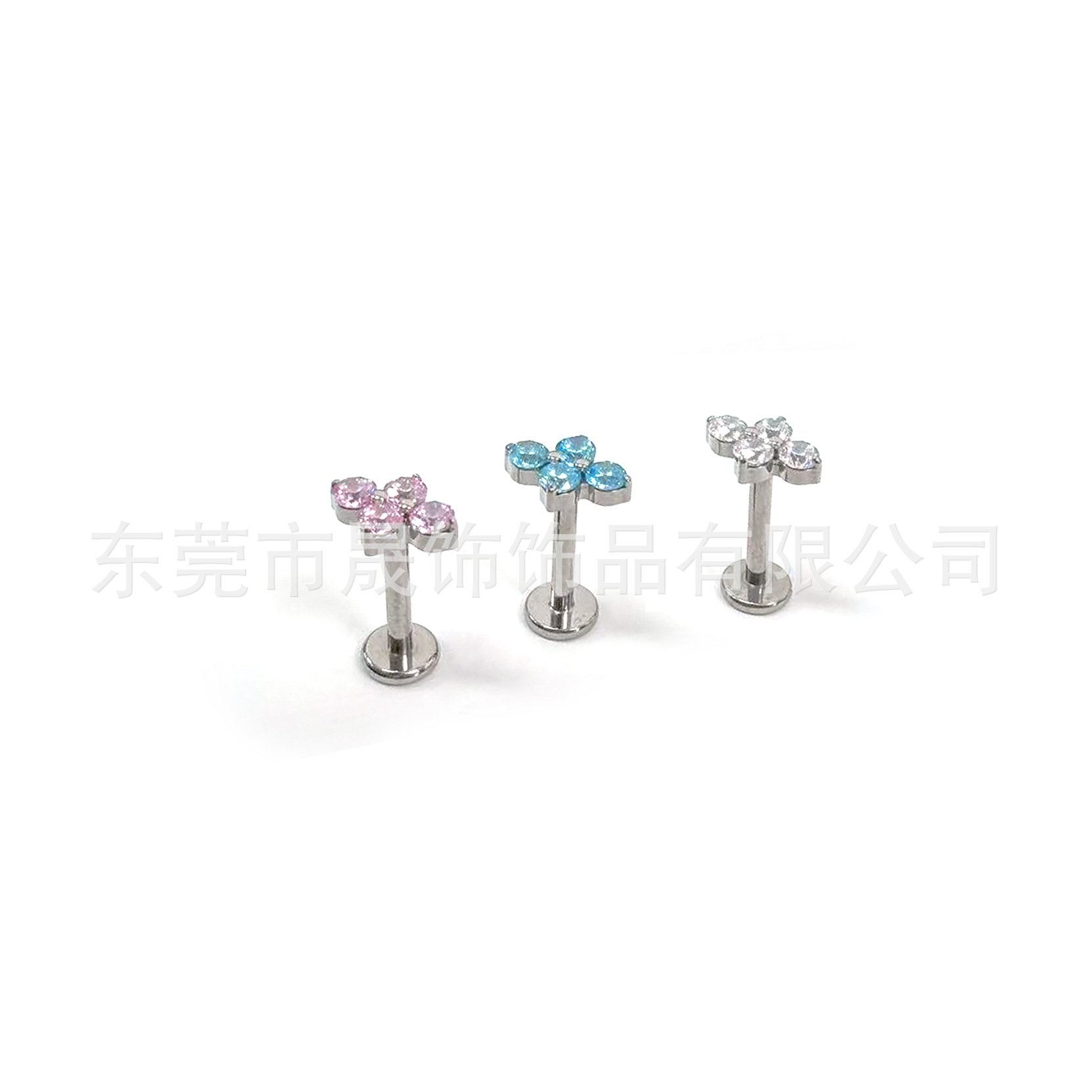 F136 Titanium Alloy 圆 Zirconia 四叶草 Ear Stud Studded 5A Cubic Zirconia Helix Cartilage Stud G23 Titanium Labret Stud Piercing Jewelry Accessories
