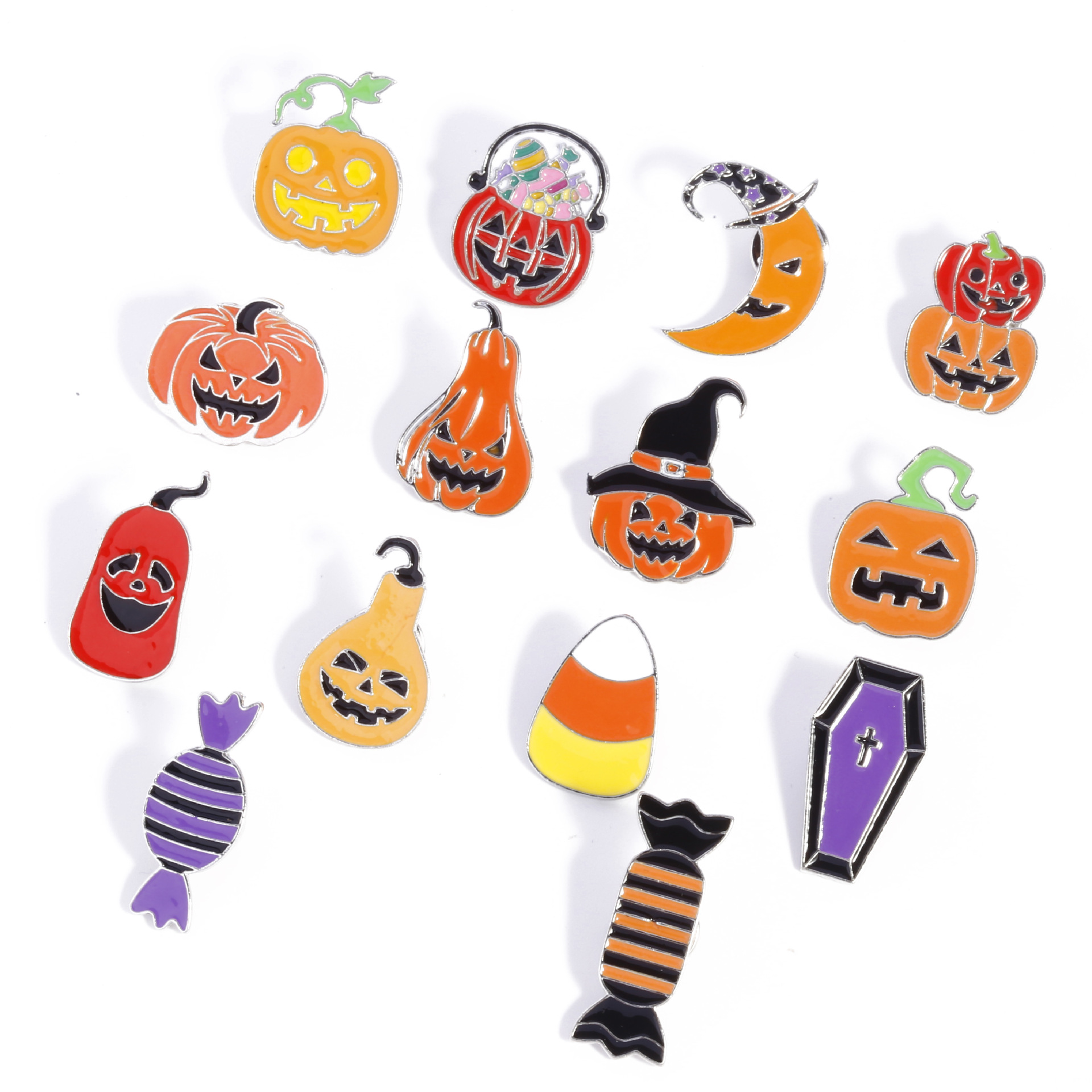 13g Weight Brooches Classification Party, Festival Occasion Zinc alloy Material Halloween Festival Pumpkin, Candy Pattern Unisex Gender Enamel Design Funny, IG Style Style Funny IG Style Pin Pumpkin Candy Zinc Alloy Enamel Unisex Brooches 1