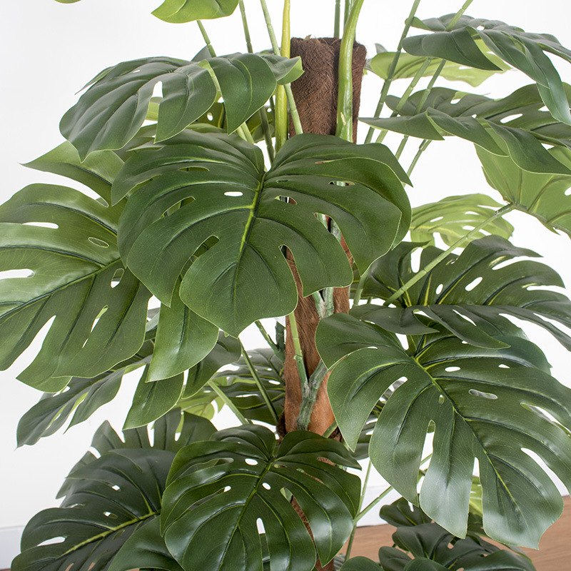 Paquete de tallo marrón sala de estar gran planta en maceta con simulación en maceta Monstera estilo selva tropical planta de hoja grande simulación espalda de tortuga