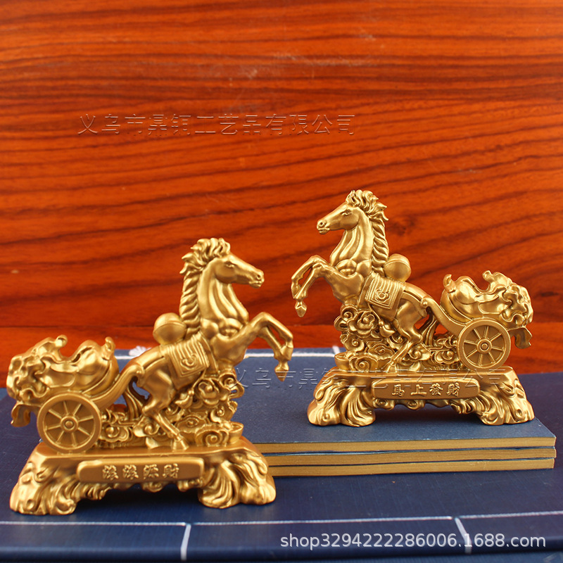 新款金属工艺品摆件合金马上有钱马拉白菜（百财）家居办公室装饰
