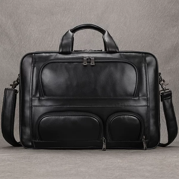 Cross-border best-selling men's genuine leather large-capacity tote bag cowhide commuter business briefcase 15.6inch laptop bag