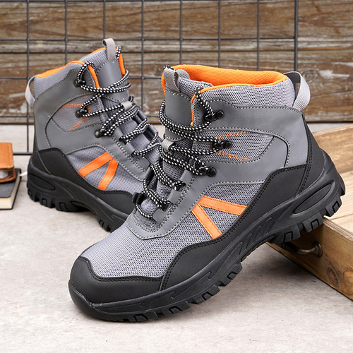 High-top anti-puncture and abrasion-resistant safety shoes for men in autumn and winter, anti-smash and puncture-resistant breathable safety shoes