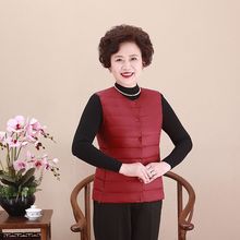 中老年背心妈妈轻薄圆领羽绒服内胆羽绒马甲女装大码保暖坎肩马夹