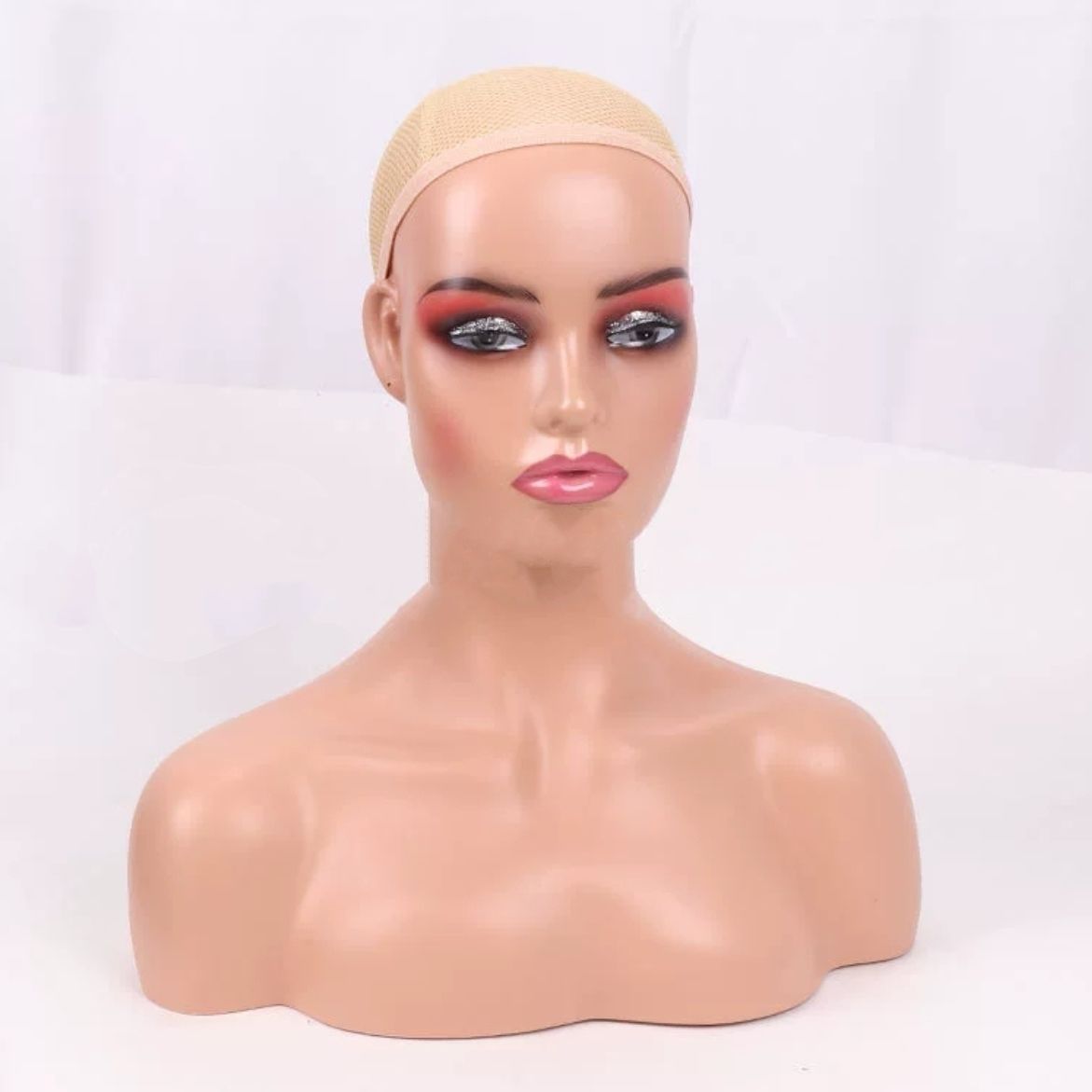 Maniquí Cabeza Femenina para Pelucas y Sombreros de Plástico para Exhibición y Fotografía