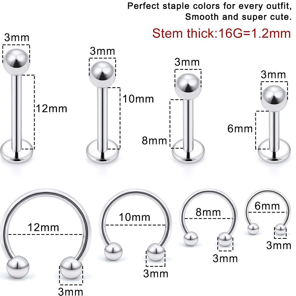 Cross-Border Wholesale Jewelry European And American Simple Horseshoe Rod U-Shaped Piercing Eyebrow Street Ear Bone Stud_voghion.com