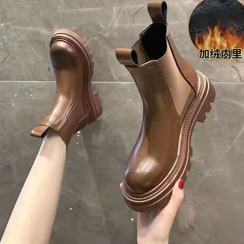 厂家直销马丁靴女加厚雪地靴2025秋冬新款烟筒靴防滑洋气切尔西短|undefined
