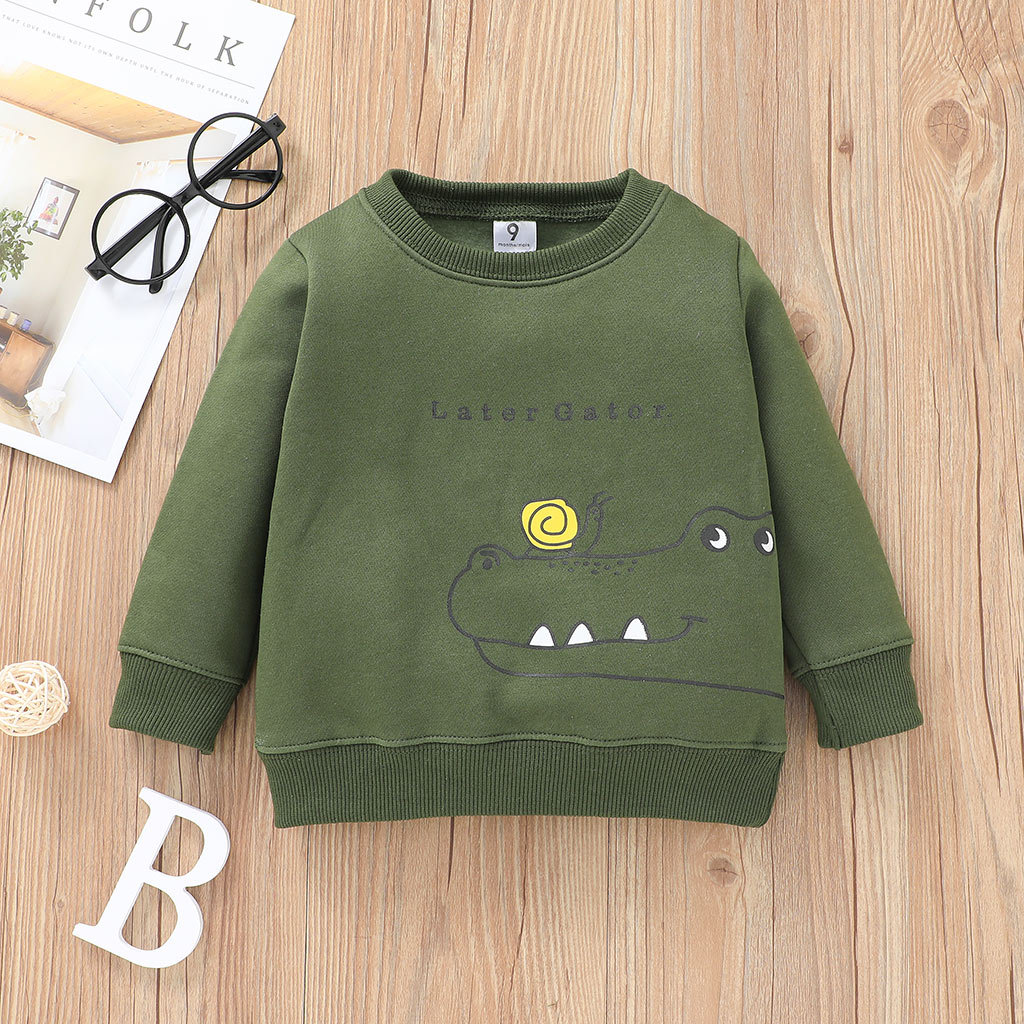 Großhandel Cartoon Drache Langarm Kinder Pullover Gestreifte Strampler Hose Dreiteiliges Set Nihaojewelry display picture 3