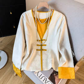 2025秋季新中式国风东方古典提花缎面盘扣复古改良长袖上衣女外套