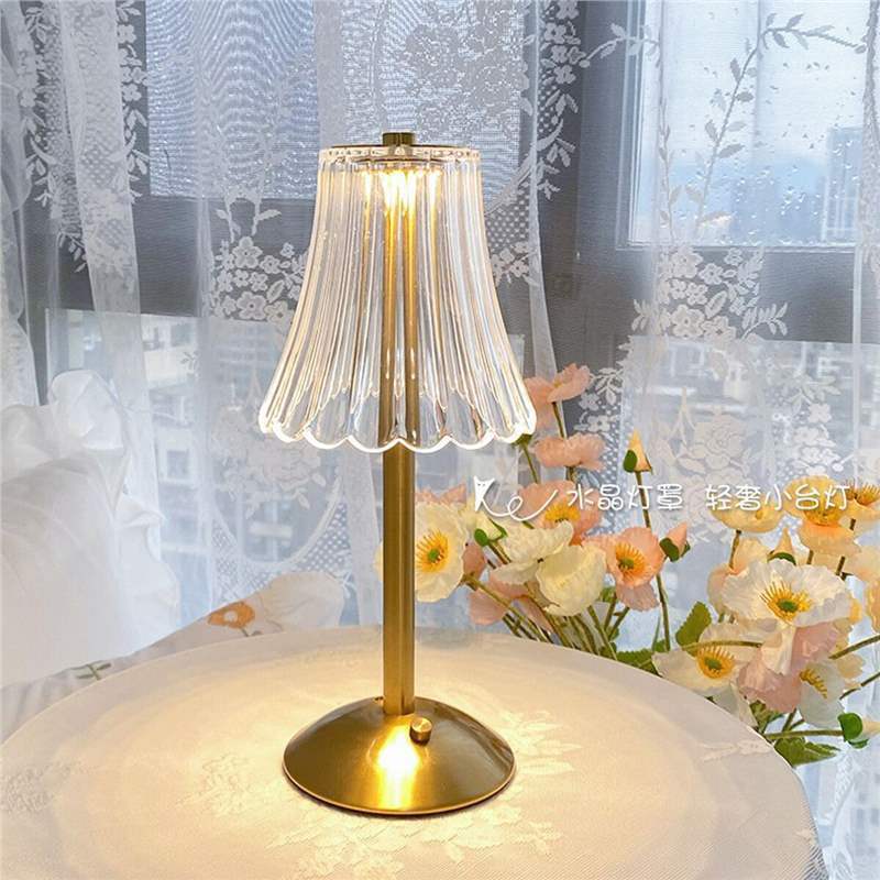 Cross-Border Pumpkin Lantern Light Luxury Bedside Table Lamp Rechargeable Night Light Crystal Simple Atmosphere Lamp Crystal Atmosphere Lamp