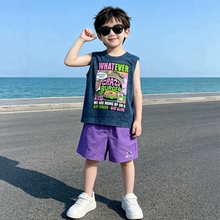 男童夏季薄款背心套装2026新款儿童运动无袖夏装痞帅小少爷两件套