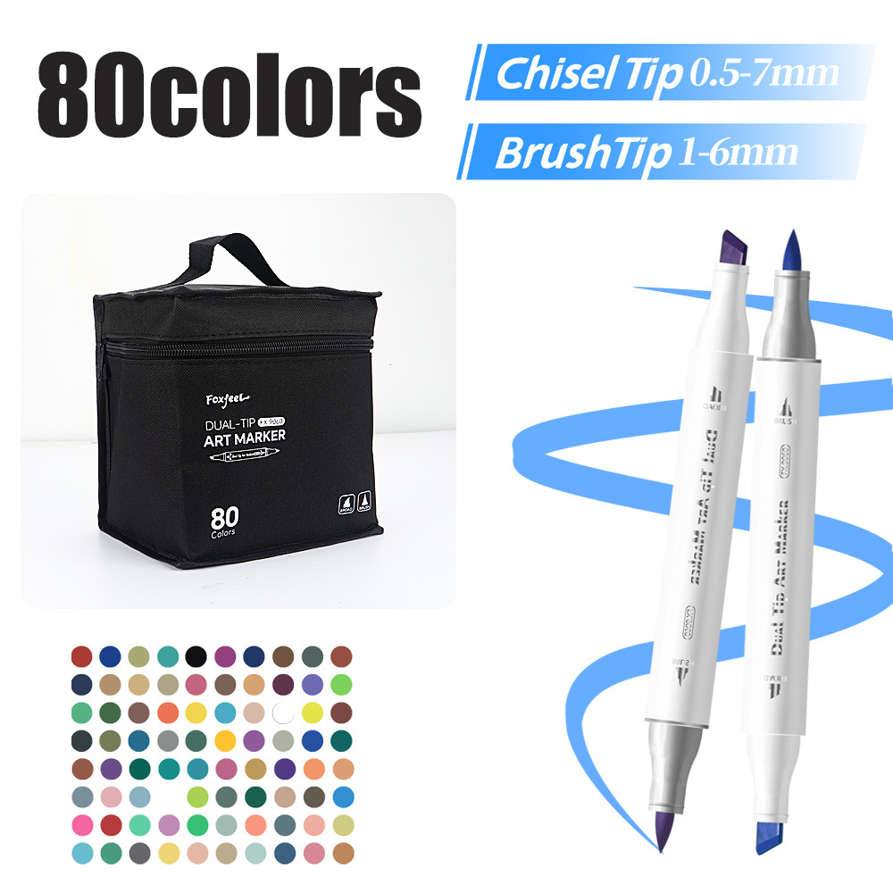 Blanda cabeza marcador bolígrafo conjunto de arte animado color de piel bolígrafo de tela bolsillo de pintura de dos cabezas de acuarela de estudiantes de secundaria