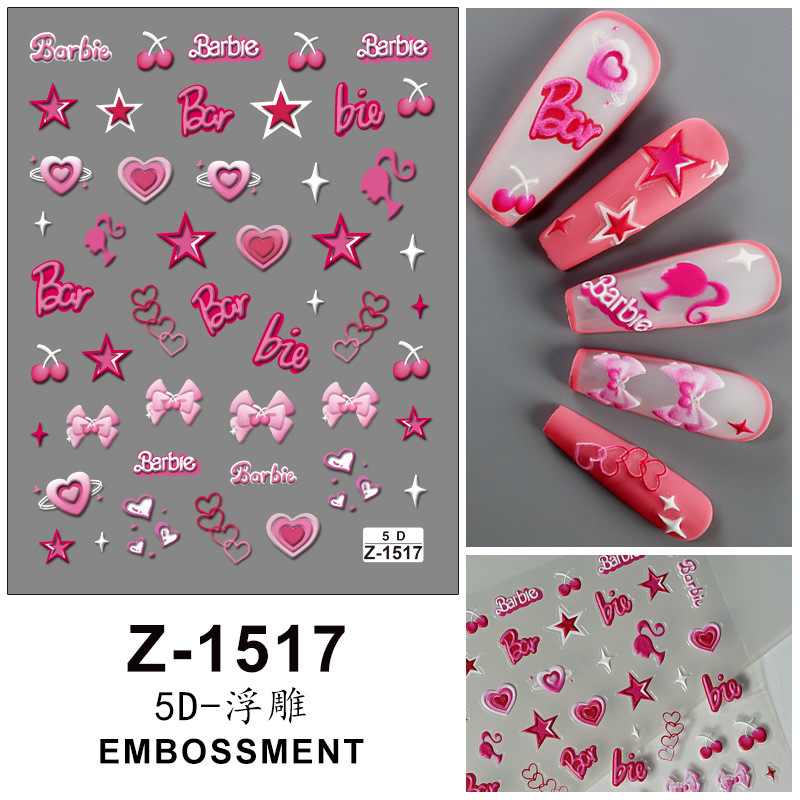 Love series nail stickers 5D three-dimensional relief Star Moon Red love art manicure jewelry stickers Love series nail stickers 5D three-dimensional relief Star Moon Red love art manicure jewelry stickers