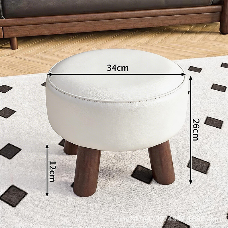 Taburetes caseros pequeños con respaldo giratorio, taburetes bajos de madera sólida, sofá de salón, mesa de té, simple bolsa blanda para cambiar zapatos