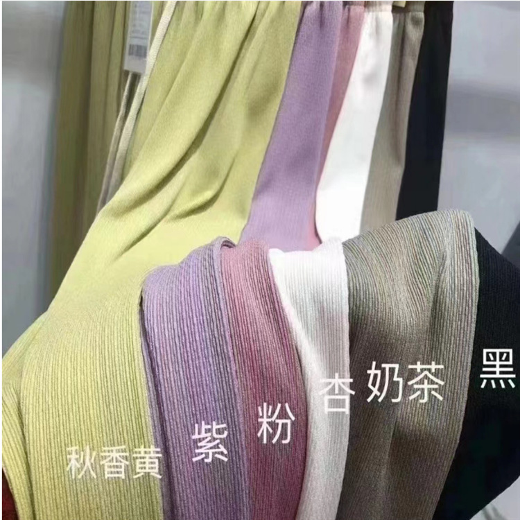 闪电条阔腿裤春夏新款薄款垂感高腰纯色松紧抽绳显高显瘦气质长裤