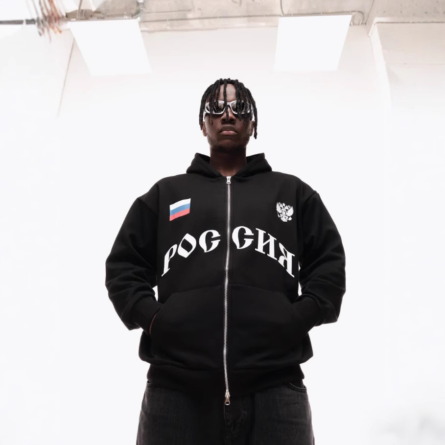 Amazon comercio exterior para la marca de invierno y otoño de alta calidad impresión de letras retrógrada camisetas masculinas con chaqueta encapuchada