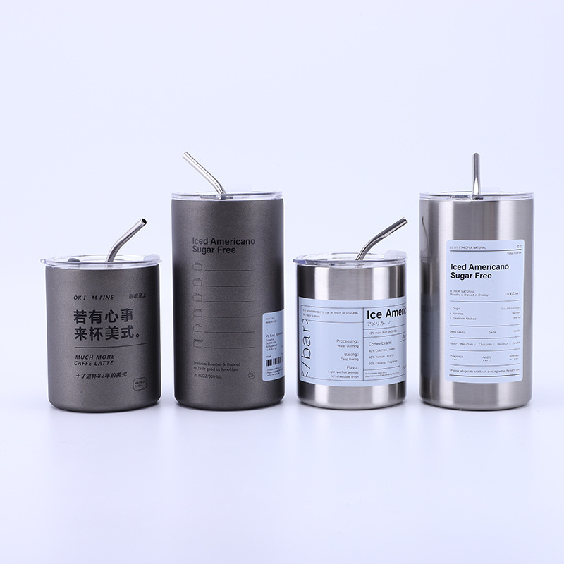 304 Stainless Steel Car Cup Vacuum Coffee Cup Double Layer Straight Cup with Straight Straight Straight Ice American Style Household Portable Water Cup 304 Stainless Steel Car Cup Vacuum Coffee Cup Double Layer Straight Cup with Straight Straight Straight Ice American Style Household Portable Water Cup