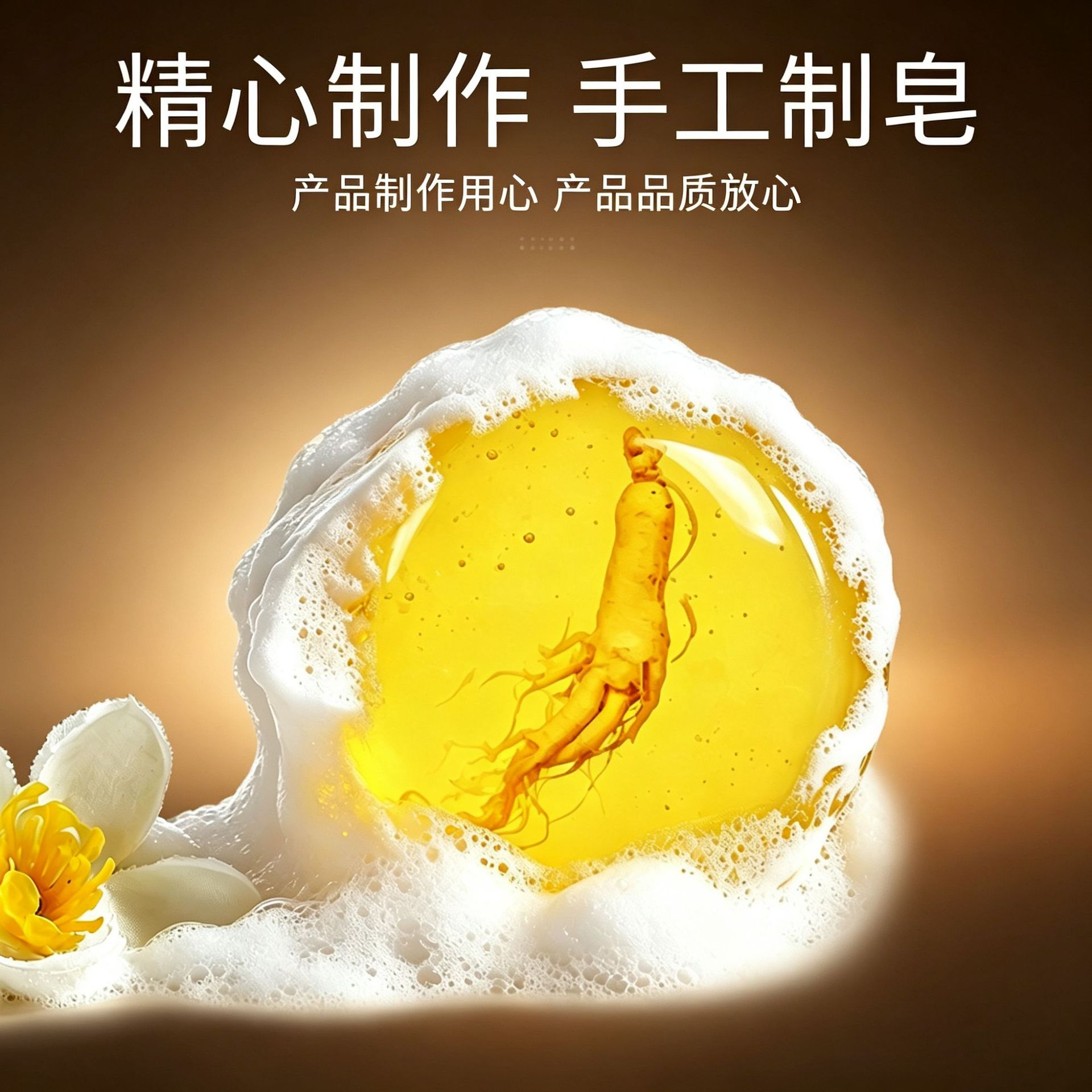 E-Commerce Hot-Selling Ginseng and Sophora Flavescens Anti-Acne Handmade Soap, Essential Oil Soap, Oil-Control and Hydrating Soap for Face and Body Cleansing