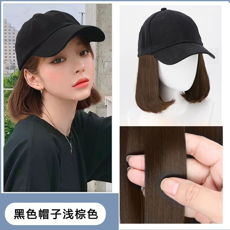 Estilo coreano de moda COLORADO gorra de béisbol corto de longitud media Pelo Largo sombrero peluca integrada primavera y otoño nuevo image 23