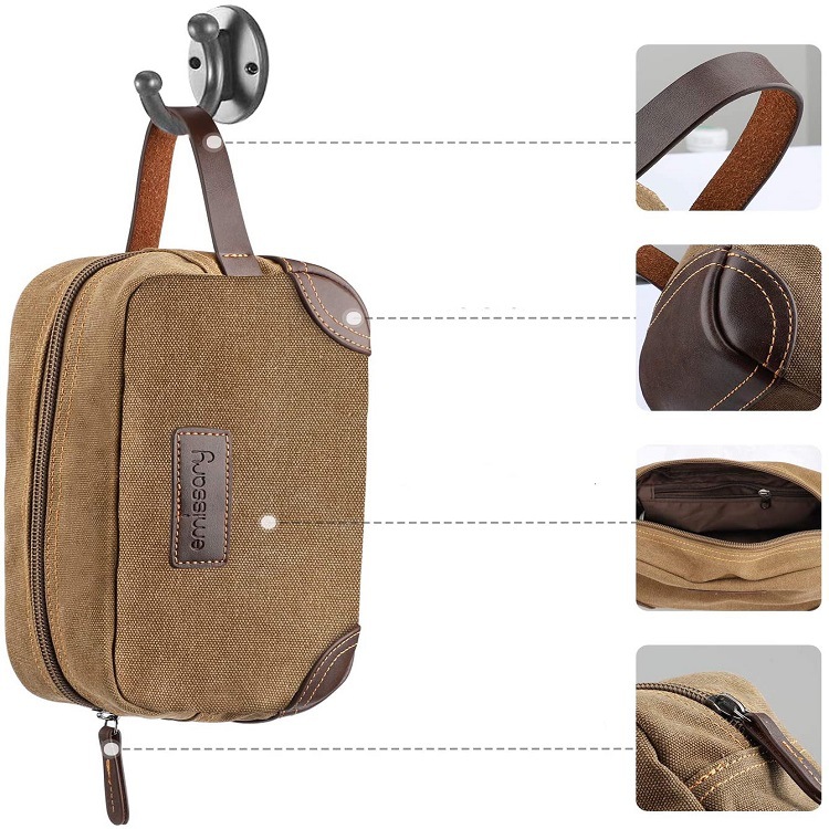 帆布洗漱包 男士护肤品收纳包旅行出差手提包大容量帆布化妆包