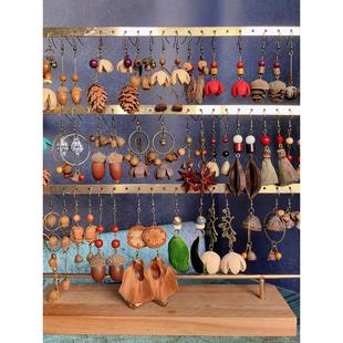 in stock Plant Fruit Earrings Natural Dried Fruit Earrings Handmade Traditional Chinese Medicine Vintage Artistic Ethnic Style Earrings Ear Hook for Women