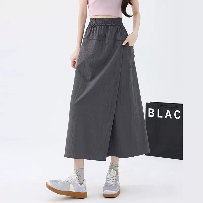 Американская рабочая одежда Yamamoto, женские летние брюки-кюлоты с высокой талией, трапециевидной формы, с разрезом на бедрах, широкие брюки из ледяного шелка для маленьких людей.