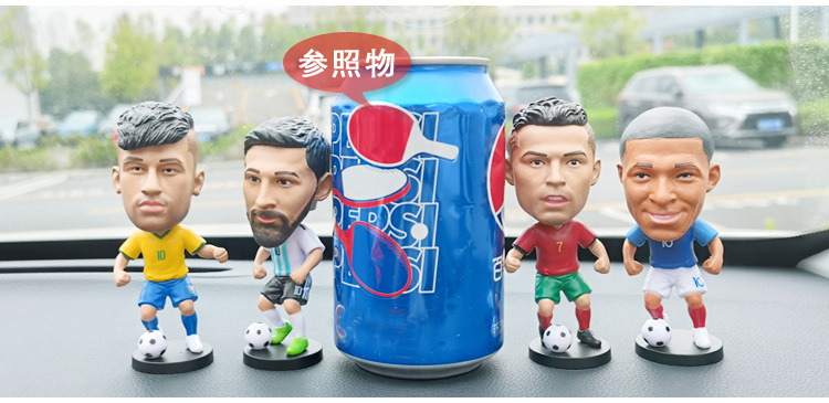 World Cup Football Star Figurines Car Ornaments Gifts for Boys Cristiano Ronaldo Haaland Spring-Loaded Bobblehead Dolls