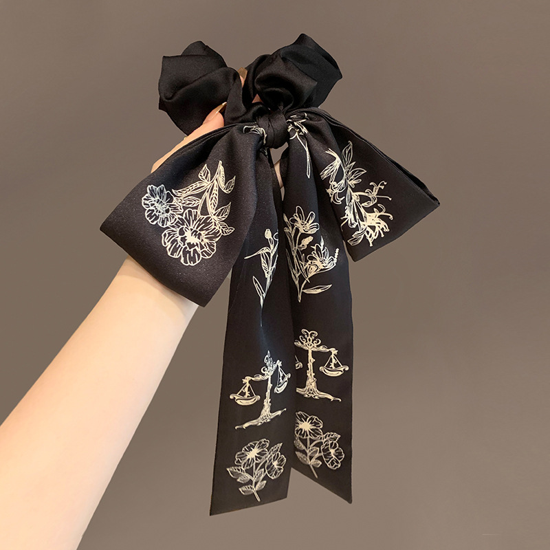 Retro floreciente correa arco intestino grueso anillo de cabello de cola de caballo femenina elegante correa de correa de correa de correa 2024 nuevo