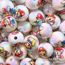 diy16mm印花系列圆珠散珠diy印花珠散珠串珠笔车挂手机链饰品配件