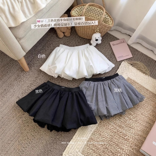 Summer 2025 A-line Puff Skirt Short Dress Elegant High-waisted Loose Bouquet Skirt Women's Versatile Semi-skirt