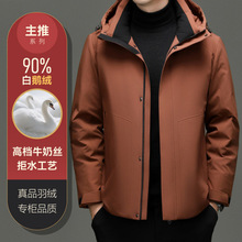 牛奶丝面料新国标90绒子鹅羽绒服时尚男士连帽冲锋外套冬季新款潮