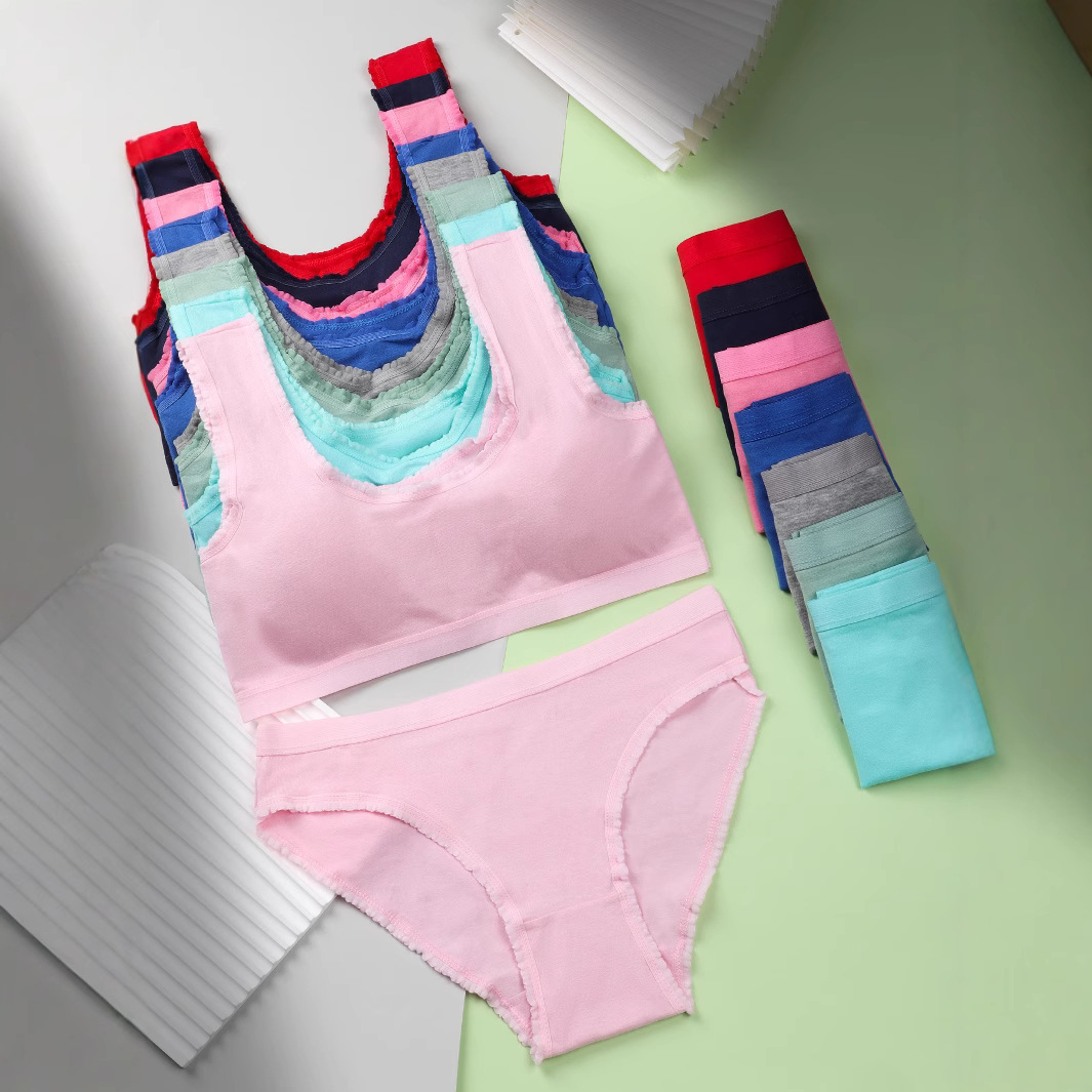 Ropa interior de algodón puro para niñas 12-16 años, estudiantes de primaria y secundaria, ropa interior de desarrollo para niñas, ropa interior de sujetador delgada sin anillo de acero