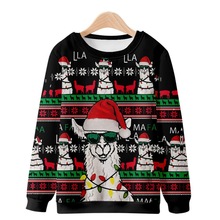 2022年跨境 潮流时尚 圣诞节创意印花 圆领长袖卫衣潮流前线