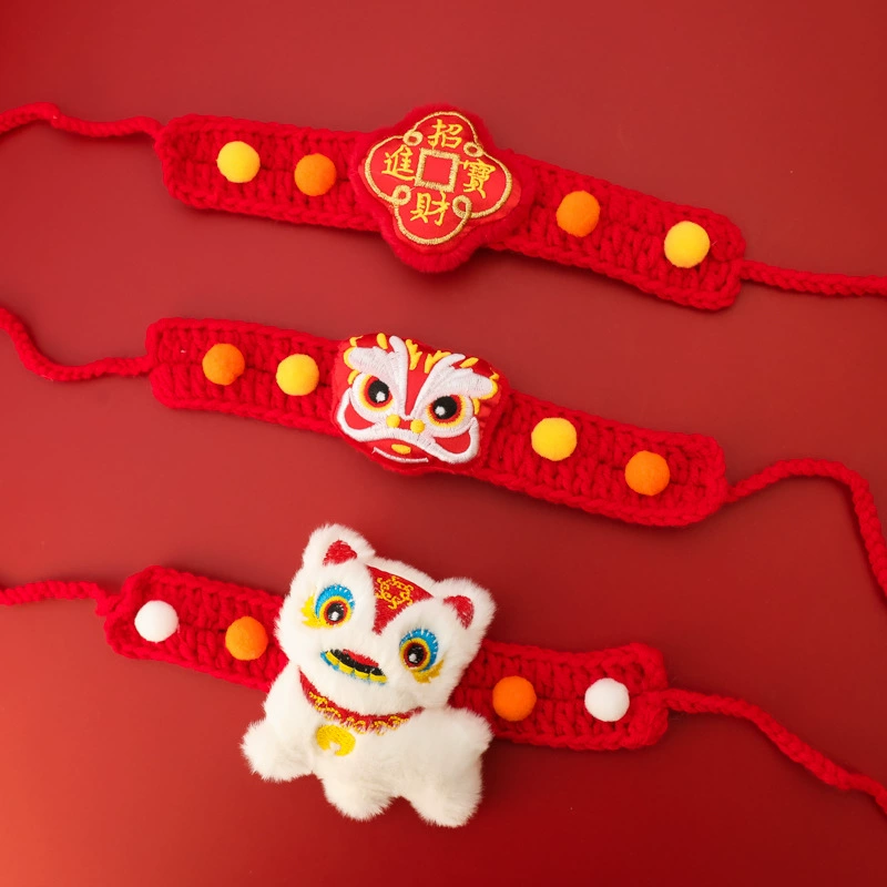 Домашние животные Новогодний шерстяной воротник крючком