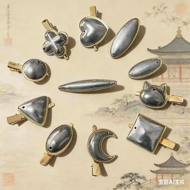 Alloy Song Brocade Hairpin DIY Accessories Duckbill Clip Small Side Clip Hairpin Empty Base Fabric Inlay Base Bangs Clip