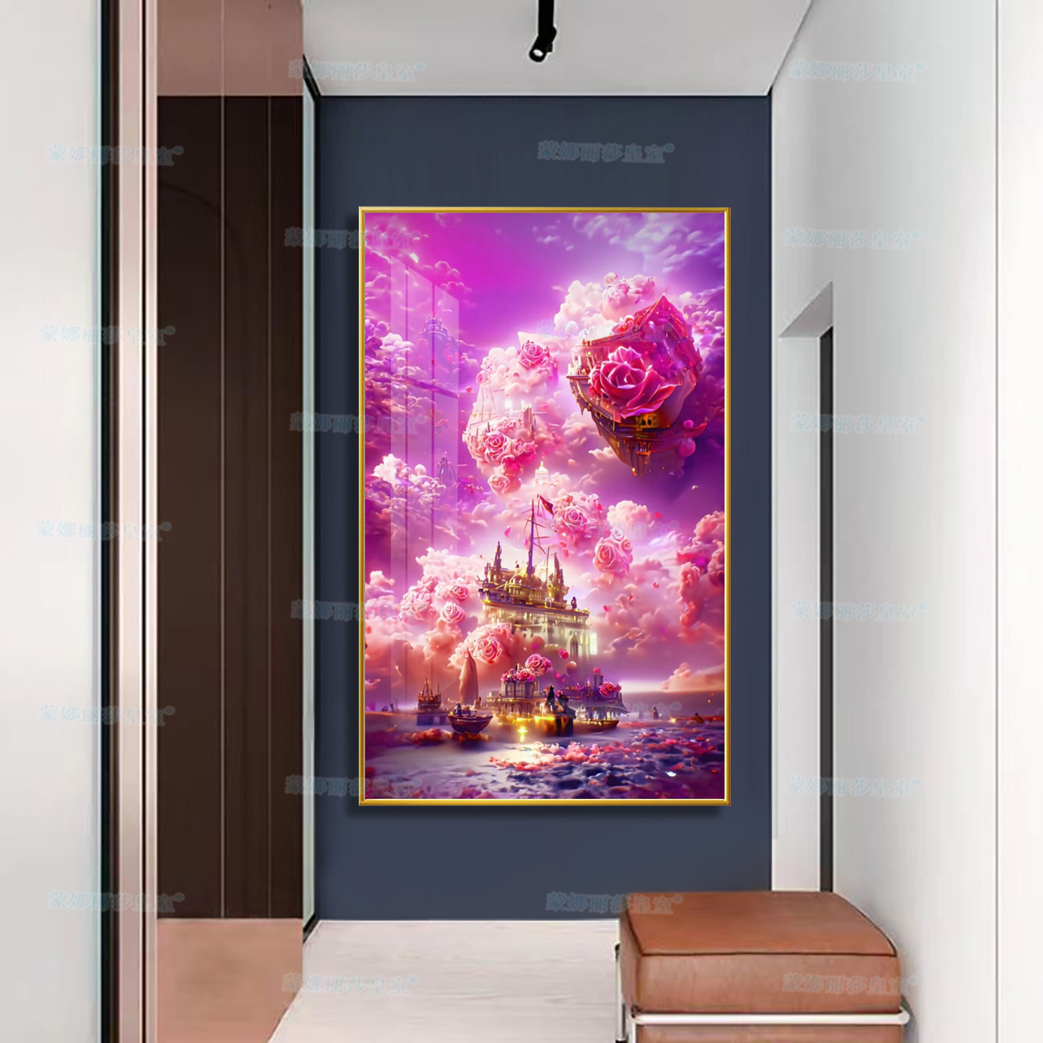 Mona Lisa real punto de cruz rosa flor mar nuevo hermoso salón decoración de entrada hecho a mano punto de cruz image 4