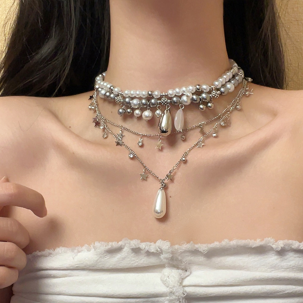 Lobster Trigger Clasp Closure Clasp Closure Type Elegant Lady Modern Style Geometric Star Alloy Beaded Chain Cable Chain Lobster Trigger Clasp Closure Layered Necklaces Wholesale