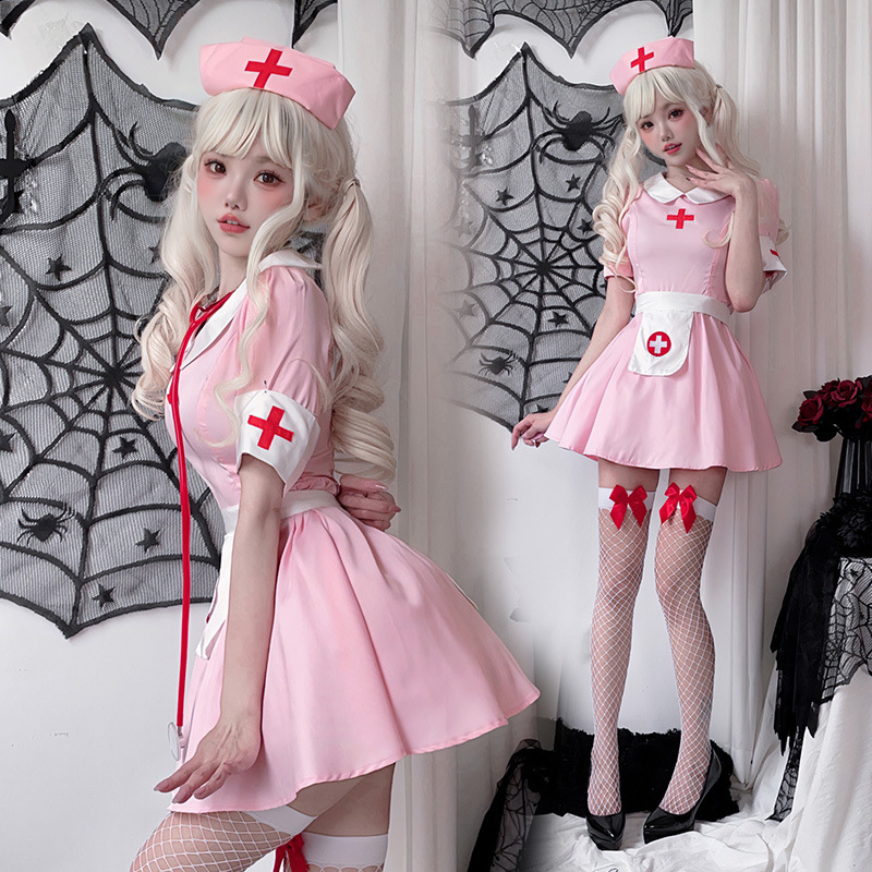 Halloween Adult Costume Female Nurse Costume Pink Japanese Pure Desire Cosplay Sexy Doctor Nurse Skirt