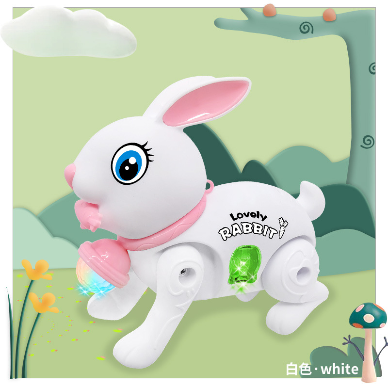 小兔子玩具电动会唱歌会跑仿真牵绳兔儿童女孩早教益智小白兔玩具