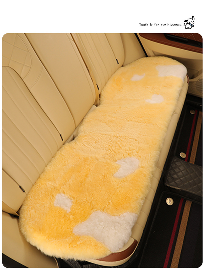 Pure wool car cushion single piece winter fur integrated three-piece car cushion warm plush seat cushion rear row strip