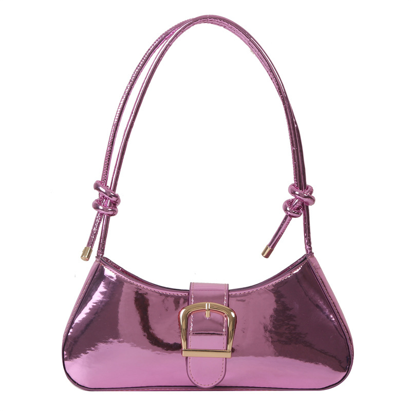 Bolso de Mano Pequeño de Moda para Mujer 2024, Nuevo Bolso de Hombro Simple de Color Sólido Texturizado, Bolso Baguette Informal y Moderno