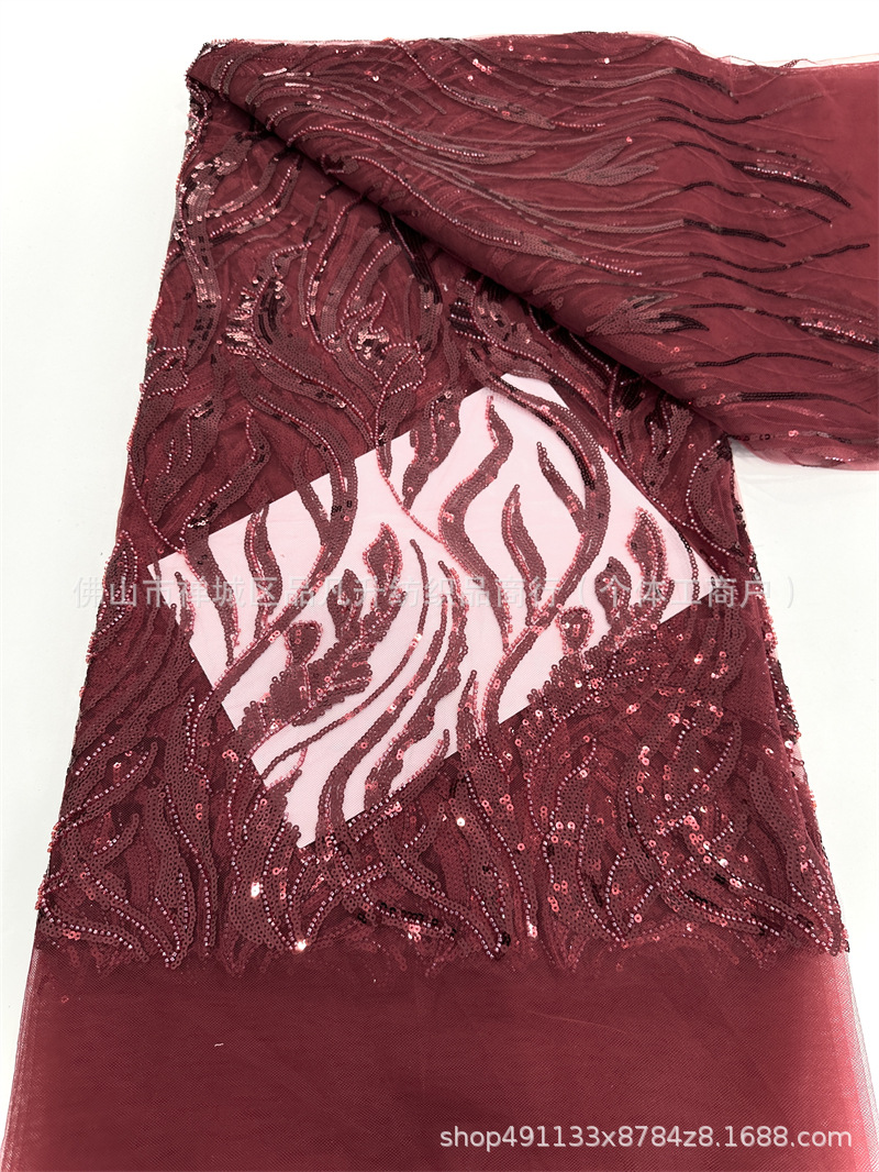 Tejido de malla de lenta bordada tridimensional Vestido de novia de moda Vestido de moda Tela de encaje LACE