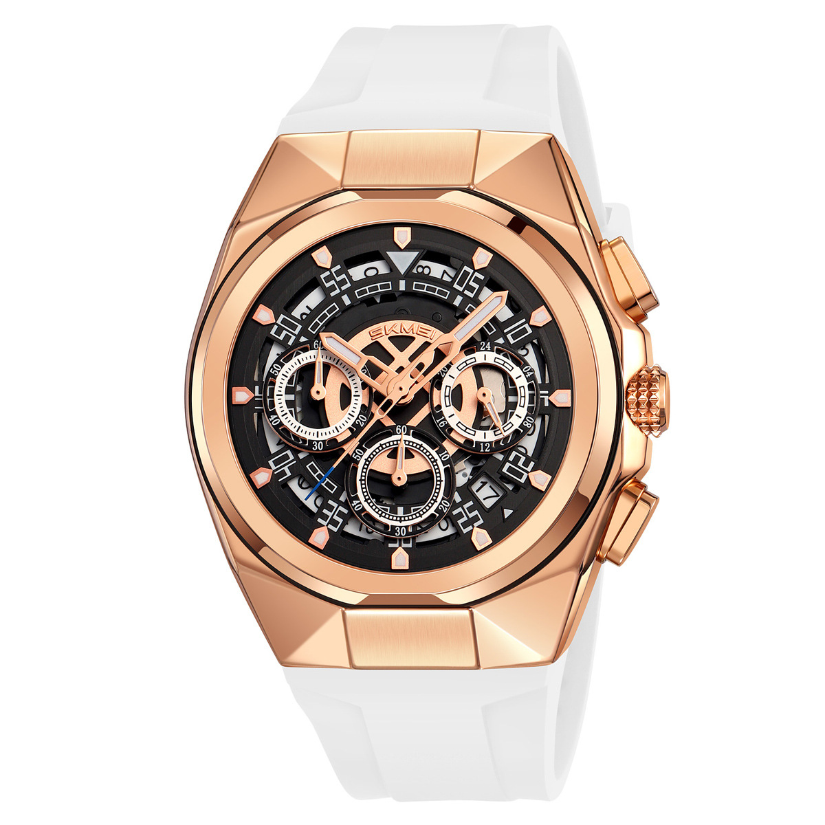 Momento de belleza para hombres cronógrafo multifuncional silicona calendario impermeable relojes de pulsera relojes de cuarzo puntos transfronterizos al por mayor