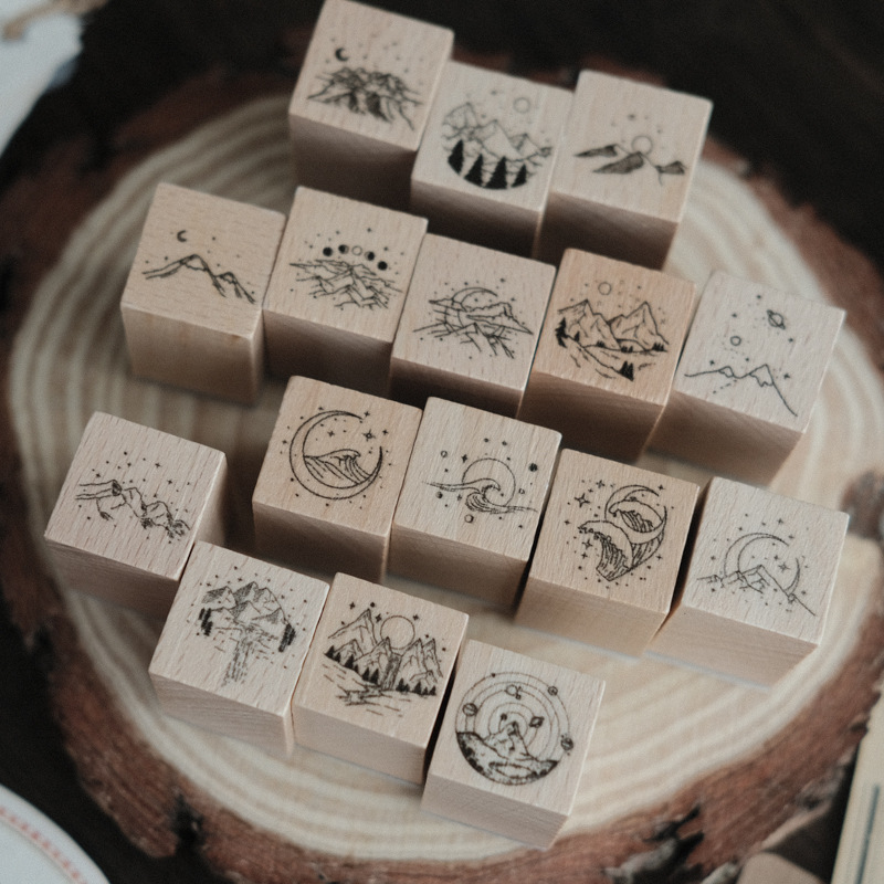 Mr. Paper sello de madera traje Luna y Sixpenny serie papelería Diario decoración DIY material impresión