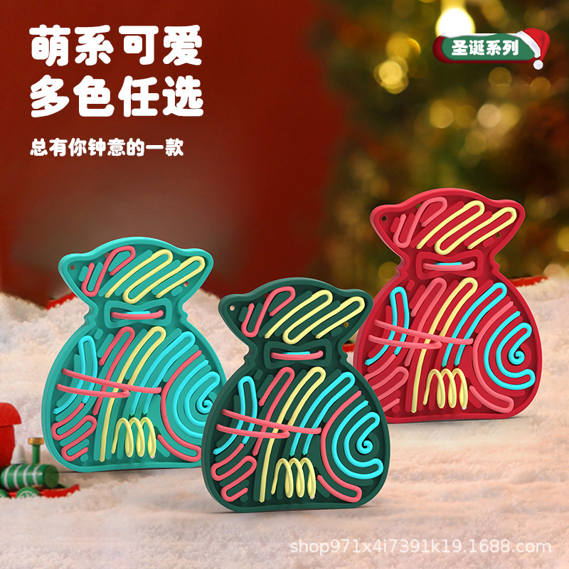 Amazon Hot Sale Sensory Kids Board serie de Navidad jarre niños puzzle silicona tablero libre de BPA